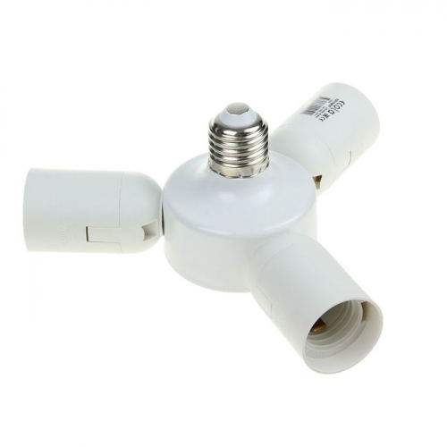 Патрон-переходник тройной плоский Ecola Base Е27/3хЕ27 Белый фото Патрон-переходник тройной плоский Ecola Base Е27/3хЕ27 Белый картинка